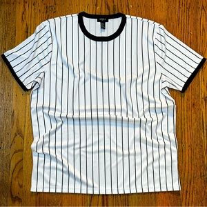 Forever 21 Men Striped Mesh T Shirt